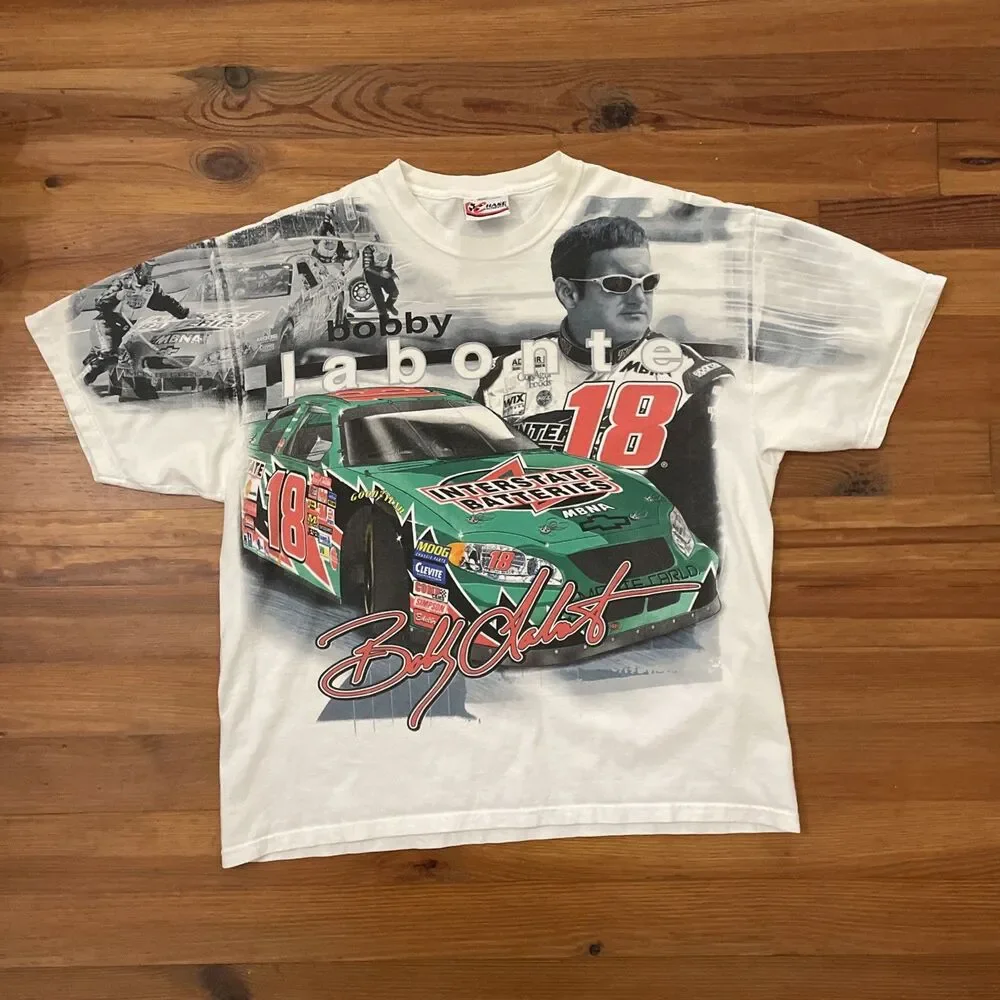 Vintage 2003 Bobby Labonte NASCAR T-Shirt AOP All Over Print #18 Chase Y2K Large